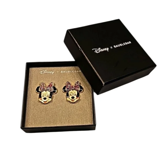 NWOT WOMEN'S DISNEY X BAUBLEBAR MINNIE MOUSE KISS MULTICOLOR STUD EARRINGS - Picture 4 of 11